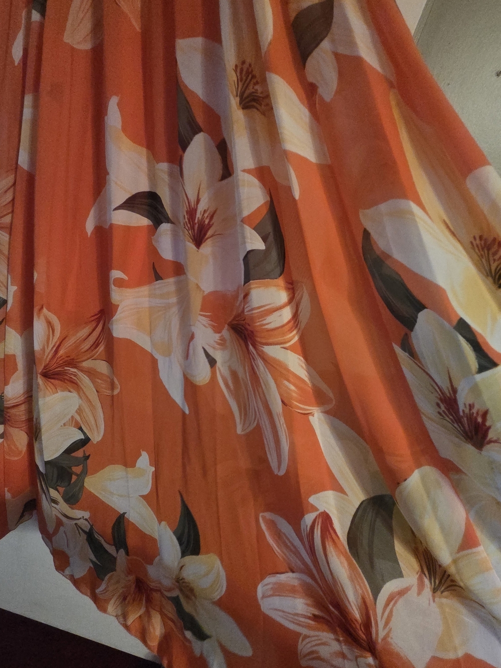 Tropical Floral Orange V-Neck Sheer Maxi Dress - Picture 5 of 8